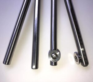 Precision 10mm Ø Stirrer Shaft with Flat with Round Button for Blades, 316L SS