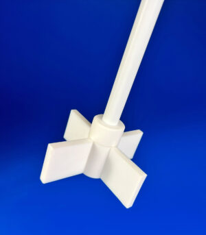 Radial Flow Impeller Stirrer, 4- 90˚ Blades, 19mm Diameter PTFE Shaft