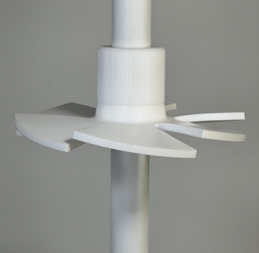 PTFE Turbine Foam Breaker, 6 15° Blade Disk, Compression, 19mm