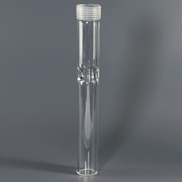 Hi-Vac Precision External Thread Straight Glass Barrel for SM-564, SM-561 and all K Series Valves.